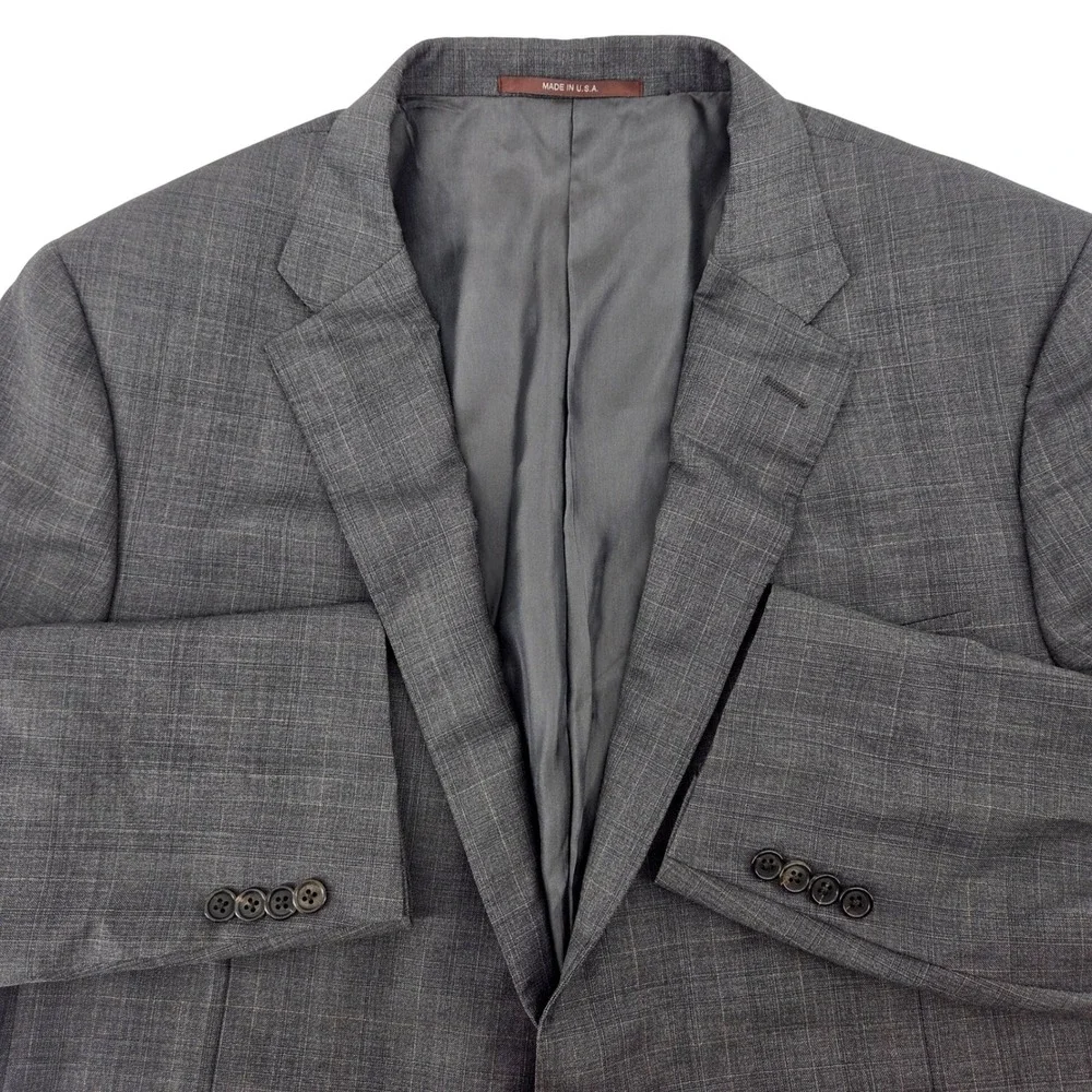 Hickey Freeman‎ Men's Charcoal Glen Plaid Wool Blazer Suit Jacket 48L